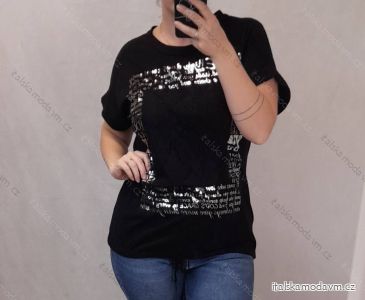 Tričko/tunika krátký rukáv dámská nadrozměr (2XL/3XL ONE SIZE) ITALSKá MóDA IM422252