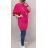 Tunika predĺžená oversize krátky rukáv dámska nadrozmer (2XL/3XL ONE SIZE) TALIANSKA MÓDA IM422353 ružová tmavá 2XL/3XL