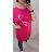 Tunika predĺžená oversize krátky rukáv dámska nadrozmer (2XL/3XL ONE SIZE) TALIANSKA MÓDA IM422353 ružová tmavá 2XL/3XL