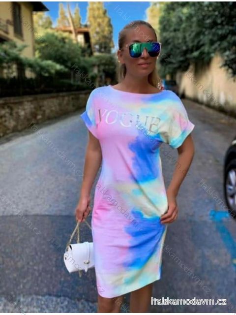 Šaty klasik krátký rukáv vogue batika dámské (M/L ONE SIZE) ITALSKÁ MÓDA IMD22064