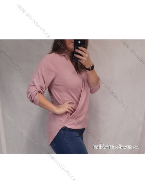 Tunika halenka křížená krátký rukáv dámská (M/L ONE SIZE) ITALSKÁ MÓDA IMD22038