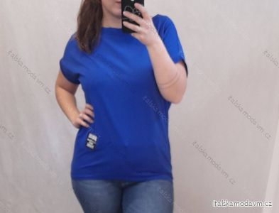 Tunika oversize krátký rukáv dámská nadrozměr (XL/2XL ONE SIZE) ITALSKÁ MÓDA IM722018