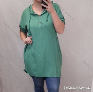 Šaty košilové s kapucí krátký rukáv dámské (XL/2XL ONE SIZE) ITALSKÁ MÓDA IMJ22002