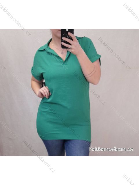 Tunika košilová krátký rukáv dámská nadrozměr (XL/2XL ONE SIZE) ITALSKÁ MÓDA IMJ22006