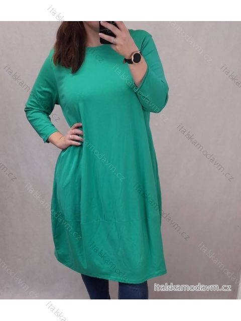 Šaty dlouhý rukáv dámská nadrozměr (2XL/3XL ONE SIZE) ITALSKÁ MÓDA IMC22GREENA/DR