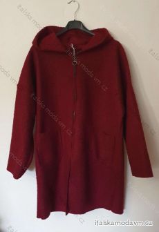 Kabátek flaušový beránek s kapucí na zip dámský (XL/2XL ONE SIZE) ITALSKá MóDA IM321569