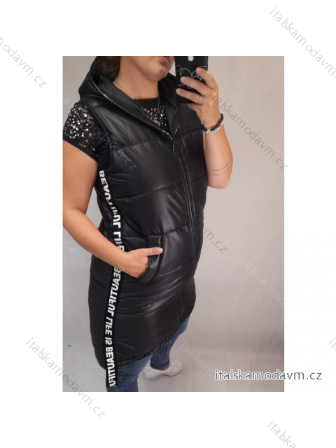 Vesta šusťáková s kapucí dámská (M/L ONE SIZE) ITALSKÁ MÓDA IMD21BIBI/DR M/L Černá