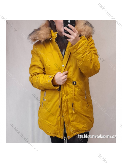 Bunda / Kabát parka zimná dámska nadrozměr (XL-7XL) POĽSKÁ MÓDA HKW21A-BIG949/DR