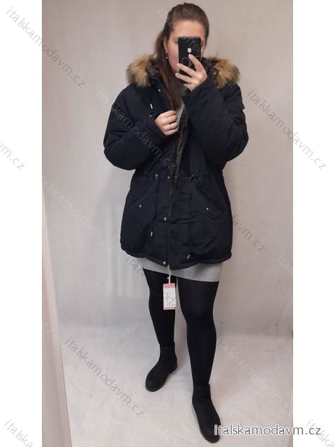 Kabát parka zimní dámská nadrozměr (3XL-7XL) POLSKÁ  MÓDA MTN21MHM-W557BIG Černá 4XL