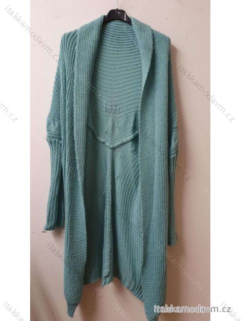 Cardigan pletený dlouhý rukáv dámský (S/M/L ONE SIZE) ITALSKÁ MÓDA IMWL21121 zelená S/M/L