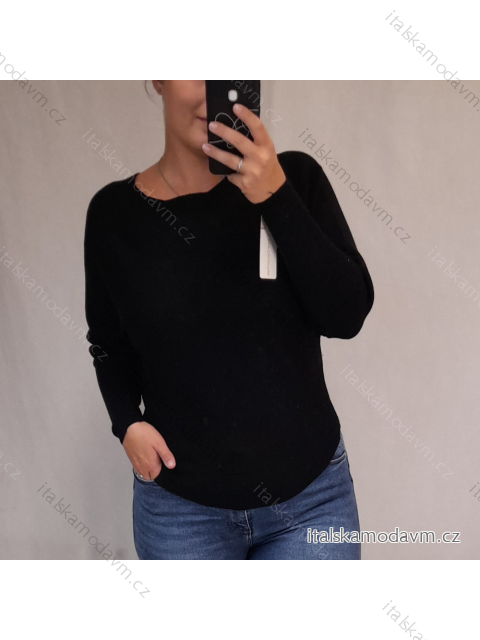 Svetr tenký netopýří dlouhý rukáv dámský (M/L ONE SIZE) ITALSKÁ MÓDA IMW21247/DR Černá M/L