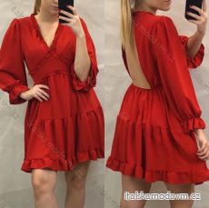 Šaty elegantní společenské dlouhý rukáv dámské (uni s-l) ITALSKá MÓDA IMT191063 červená