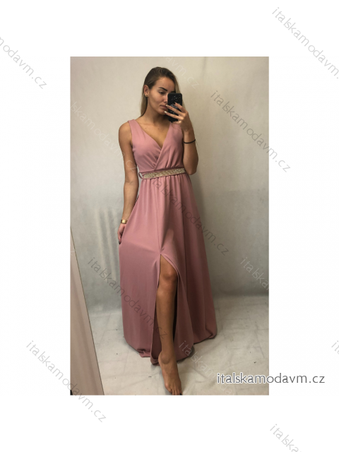 Šaty dlouhé společenské elegantní plesové dámské (UNI S/M) ITALSKÁ MÓDA IMM20FL5620 _UNI S/M  sv. petrolejová