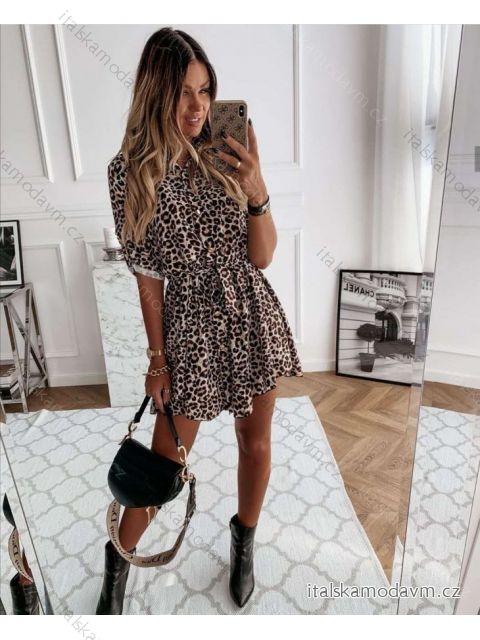 Šaty elegantní košilové 3/4 dlouhý rukáv dámské (S/M/L ONE SIZE) ITALSKÁ MÓDA IMWK21314