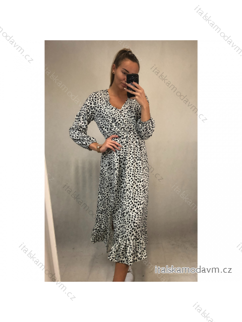 Šaty elegantní dlouhý rukáv dámské leopard (S/M.ONE SIZE) ITALSKÁ MÓDA IMM211310-B/DR