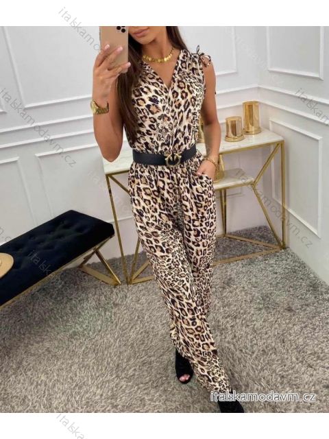 Overal elegantní dlouhý leopard bez rukávu dámský (S/M ONE SIZE) ITALSKÁ MÓDA IMWA214394/DR S/M Leopardí