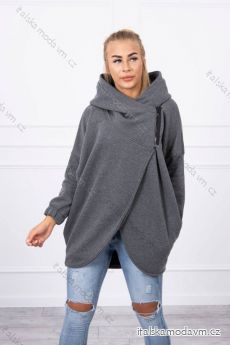 Blůza s krátkým rukávem jarní dámská S KAPUCÍ (2XL/3XL ONE SIZE) ITALSKÁ MÓDAKSI-9110/DR