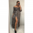 Šaty dlouhé letní žabičkované carmen přes ramena dámské leopard (S/M ONE SIZE) ITALSKÁ MÓDA IMWA216172-1/DR hnědá S/M