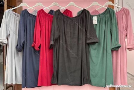 Šaty carmen sametové dlouhý rukáv dámské nadrozměr (4XL/5XL ONE SIZE) ITALSKÁ MÓDA IMWQ21195