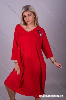 Šaty dlouhé dlouhý rukáv dámské nadrozměr (2XL/4XL ONE SIZE) TURECKÁ MÓDA IMLI21005/DR