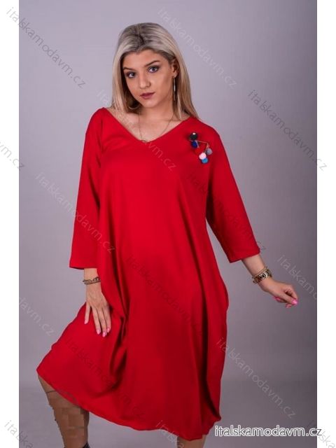 Šaty dlouhé dlouhý rukáv dámské nadrozměr (2XL/4XL ONE SIZE) TURECKÁ MÓDA IMLI21005/DR