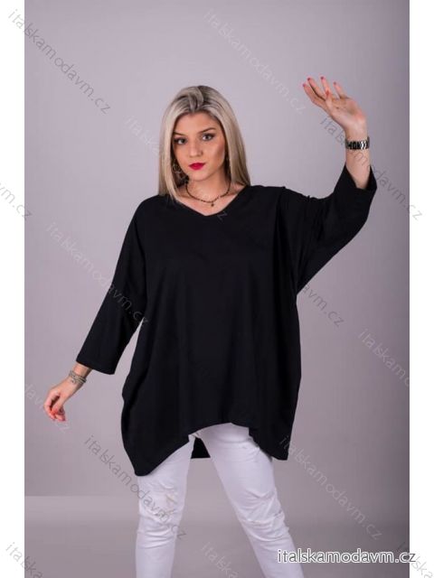 Tunika oversize dlouhý rukáv dámská nadrozměr (2XL/3XL ONE SIZE) TURECKÁ MÓDA IMLI21010/DR 2XL/3XL Černá