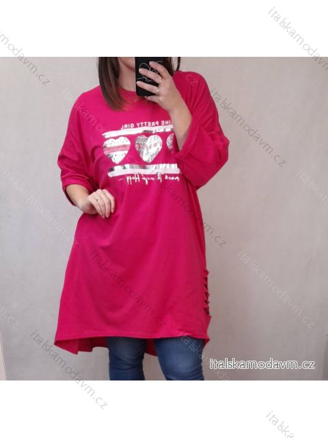 Šaty krátky rukáv dámska nadrozmerná (3XL/4XL ONE SIZE) TALIANSKA MÓDA IMWQ22019 ružová