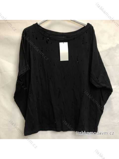 Tričko crop top krátký rukáv dirkované dámské (M/ XL oversize) ITALSKá MóDA IM521201