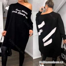 Šaty oversize dlouhý rukáv dámské nadrozměr (3XL/4XL ONE SIZE) ITALSKÁ MÓDA IMD21064