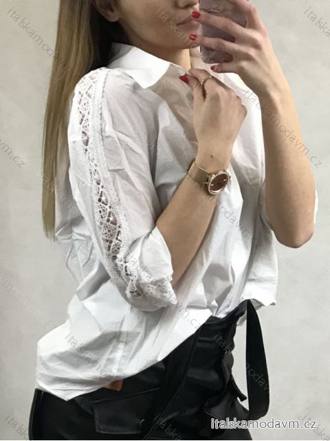 Košile halenka 3/4 rukáv dámské (uni M-L, XL-XXL) ITALSKá MODA IMT20018 bílá