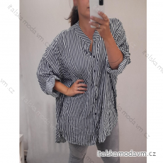 Košile prodloužená 3/4 dlouhý rukáv dámská proužek nadrozměr (5XL/6XL ONE SIZE) ITALSKÁ MODA  IM4212168