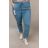 Kalhoty strečové dámské nadrozměr (XL/2XL/3XL ONE SIZE) ITALSKÁ MÓDA IMJ220015/DR 2XL/3XL Modrá světlá