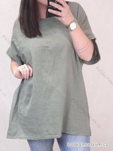 Tunika oversize prodloužená bavlněná krátký rukáv dámská (XL/2XL/3XL ONE SIZE) ITALSKÁ MÓDA IM722056