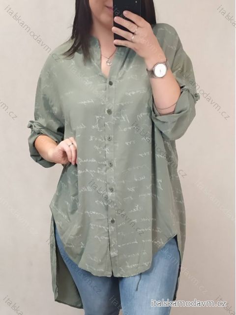 Košile oversize s páskem krátký rukáv dámské nadrozměr (4XL/5XL ONE SIZE) ITALSKÁ MÓDA IM422SIGNA