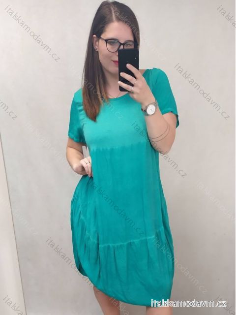 Šaty oválne letné voľnočasové oversize krátky rukáv dámske (XL/2XL/3XL ONE SIZE) TALIANSKA MÓDA IM422510/DR