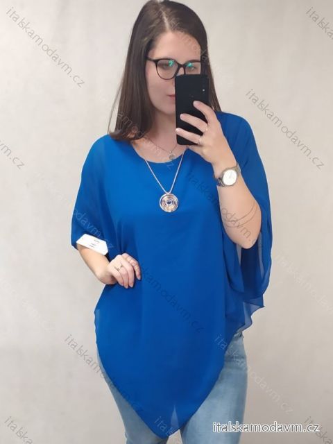 Tunika oversize šifon krátký rukáv dámské nadrozměr (L/XL/2XL) ITALSKÁ MÓDA IM422CYRKL