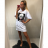 Šaty volnočasové krátký rukáv dámské (M/L ONE SIZE) TURECKÁ MÓDA IMT21036/DR bílá M/L