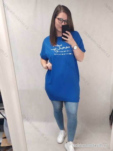 Tunika krátký rukáv dámská nadrozměr (4XL/5XL ONE SIZE) ITALSKÁ MÓDA IM422330