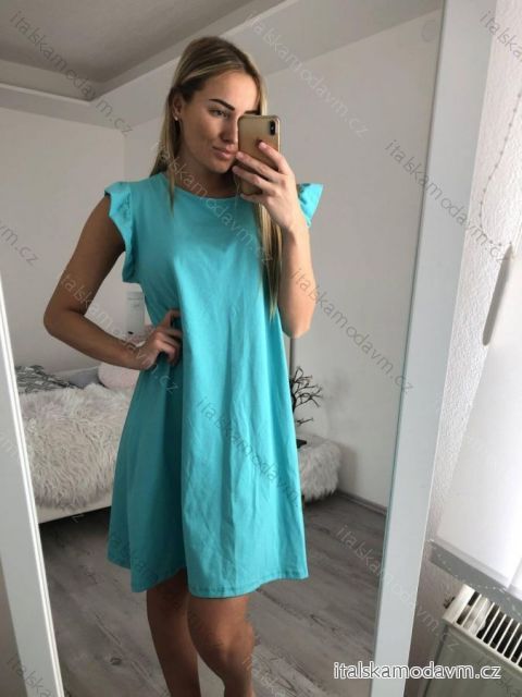 Šaty bez rukávu s volánky dámské (M/L ONE SIZE) ITALSKá MóDA IM322020/DR modrá M/L