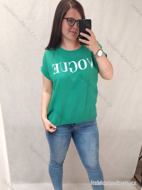 Tunika oversize zaväzovacia bavlnená krátky rukáv dámska nadrozmer vogue (L/XL/2XL ONE SIZE) TALIANSKA MÓDA IM722071/DR