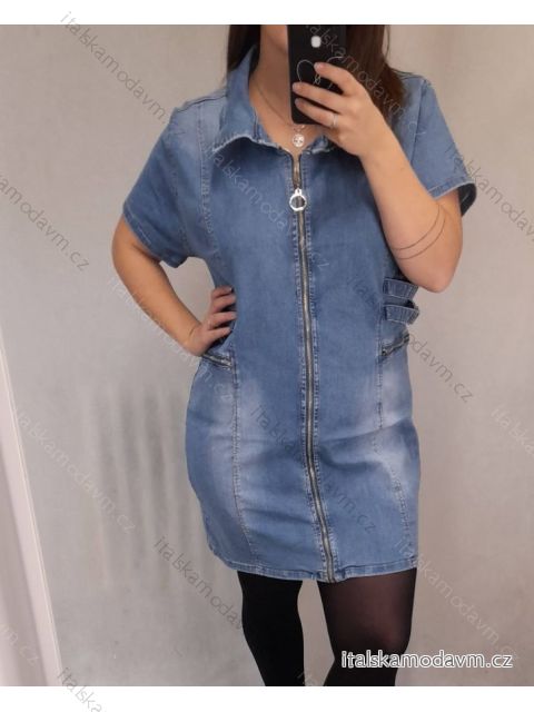 Šaty riflové krátký rukáv dámské nadrozměr (2XL-6XL) GOURD GD22GD8607-LJ/DR
