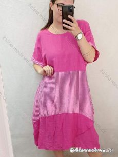 Šaty letné voľnočasové krátky rukáv dámske nadrozmer (3XL/4XL ONE SIZE) TALIANSKA MÓDA IM422382