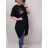 Šaty krátký rukáv dámské oversize (L/XL/2XL ONE SIZE) ITALSKÁ MÓDA IM421401 modrá L/2XL