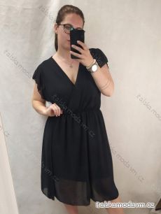 Šaty elegantní krátký rukáv dámské nadrozměr (XL/2XL ONE SIZE) ITALSKÁ MÓDA IM422CLARIS