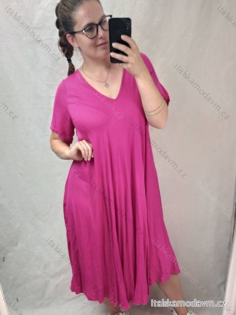 Šaty maxi letní dlouhé krátký rukáv dámské (3XL/4XL ONE SIZE) ITALSKá MODA IMS21024/DR