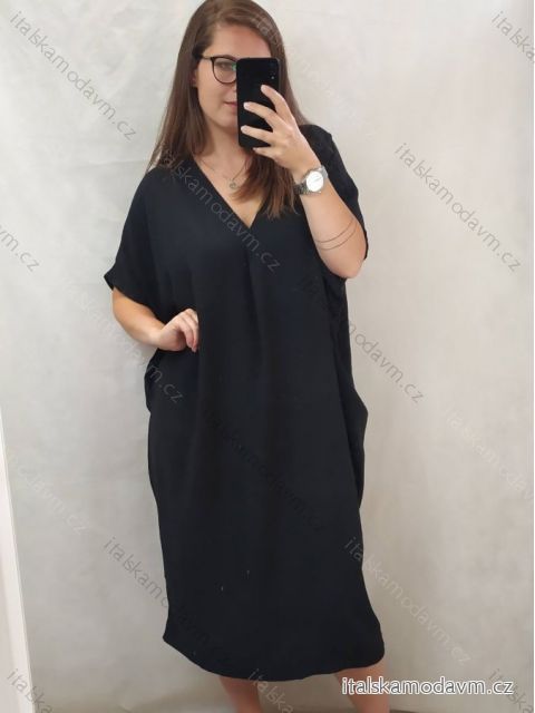 Šaty oversize krátký rukáv dámské nadrozměr (4XL/5XL ONE SIZE) ITALSKÁ MÓDA IMD22139/DR