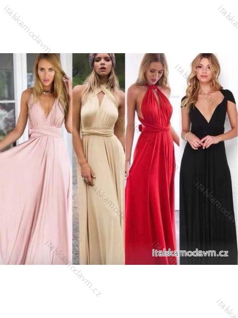 Šaty dlouhé letní elegantní bez rukávu dámské (S/M ONE SIZE) ITALSKÁ MÓDA IMPDY22YX0609/0690/DR Černá M/L