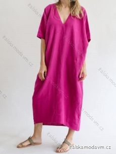 Šaty maxi letní oversize krátký rukáv dámské (S/M ONE SIZE) ITALSKÁ MÓDA IMM2253539CREP