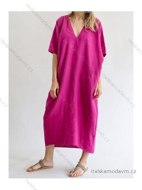 Šaty maxi letné oversize krátky rukáv dámske (S/M ONE SIZE) TALIANSKA MÓDA IMM2253539CREP