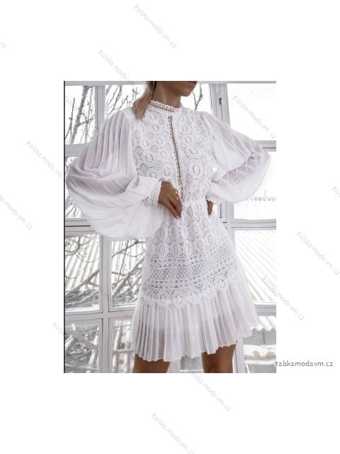 Šaty letné krajkové dlhý rukáv dámske (S/M ONE SIZE) TALIANSKA MÓDA IMPBB2222_343_mj